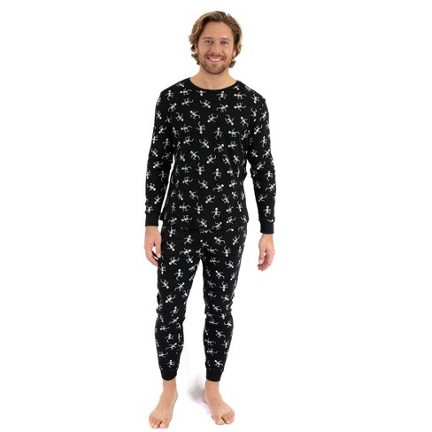 Leveret Men s Two Piece Cotton Pajamas Skeleton Black Xs Target