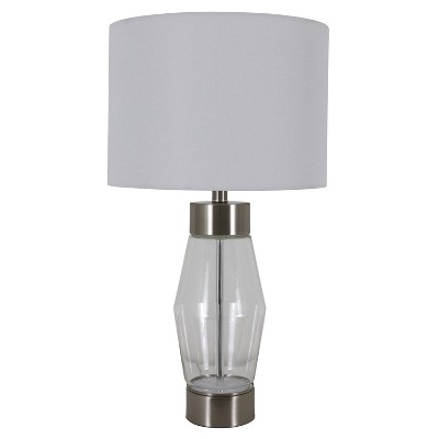 26" Glass and Metal Cadance Convex Clear Table Lamp (Includes LED Light Bulb) Brushed Steel - Decor Therapy