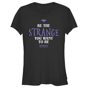 Juniors Womens Wednesday Be the Strange You Want to Be T-Shirt - 1 of 4