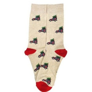 Christmas Tree on Wagons Crew Socks (Women's Sizes, Adult Medium) from the Sock Panda - Great for Christmas Time - 1 of 4