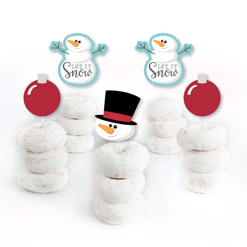 Big Dot of Happiness Let It Snow - Snowman - Dessert Cupcake Toppers - Christmas and Holiday Party Clear Treat Picks - Set of 24, 2 of 7