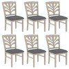 VECELO Rustic Wooden Dining Chairs, Rubber Wood Kitchen Chairs with Padded Seat & Elegant Hollowed Backrest, Gray - 2 of 4