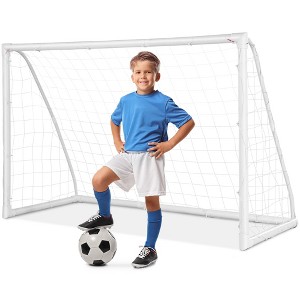 Costway 6 FT  x 4 FT Portable Kids Soccer Goal Quick Set-up for Backyard Soccer Training - 1 of 4
