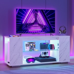PINMOCO High Glossy TV Stand for TVs up to 55 inch Gaming Media Console with LED Lights and Open Storage Shelves Entertainment Center - 1 of 4