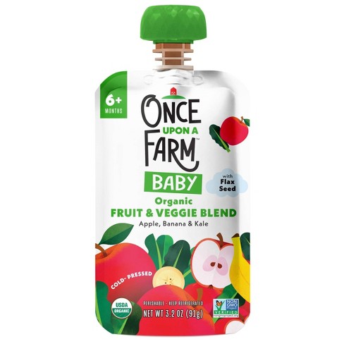 Once Upon a Farm Apple, Banana & Kale with Hemp Seed Organic Baby Food Pouch - 3.2oz - image 1 of 4