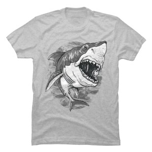 Men's Design By Humans Great White Shark BW By MudgeStudios T-Shirt - 1 of 4