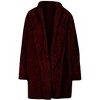 Coolmee Women's Long Cardigans Lapel Collar Open Front Fuzzy Fleece Coats Faux Fur Solid Loose Fit Warm Winter Outwear Jackets L Jujube Red - 2 of 4