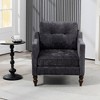 Airsurfer Modern Upholstered Armchair with Tufted Back, Storage Pocket & Wooden Legs, Comfy Accent Chair for Living Room or Bedroom, Black - 2 of 4
