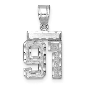 Black Bow Jewelry 14k White Gold, Varsity Collection, Small D/C Pendant, Number 91 - 1 of 3