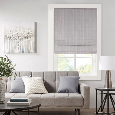 Dsvimoy Curtain Panel Basketweave Room Darkening Cordless Roman Shade for Modern Living, Gray, 11.42"*6.23"*7.48"