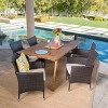 Christopher Knight Home Saba Outdoor Wicker and Acacia Wood 7 Piece Dining Set with Cushion - 2 of 4