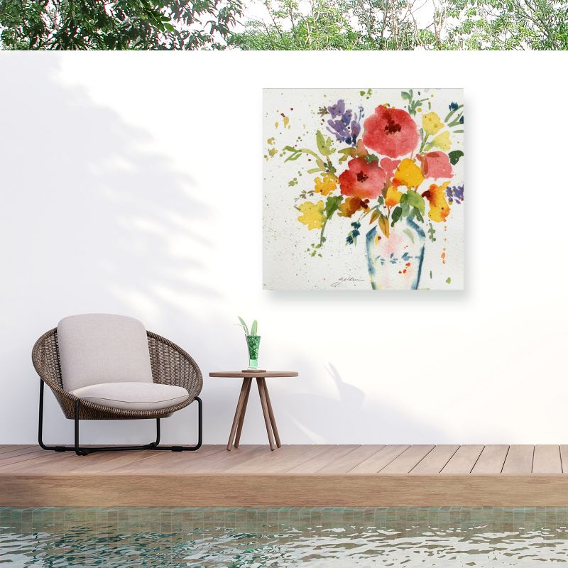 "White Vase with Bright Flowers" Outdoor Canvas, 1 of 8