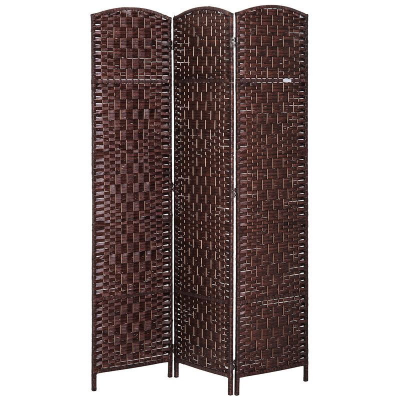 HOMCOM 6' Tall Wicker Weave 3 Panel Room Divider Privacy Screen, 1 of 7