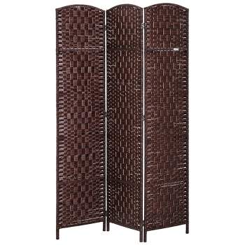 HOMCOM 6' Tall Wicker Weave 3 Panel Room Divider Privacy Screen