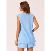 cheibear Women's Waffle Knit Sleeveless Tank Top and Shorts Pajama Sets - 4 of 4