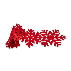 tagltd Red Snowflake Shaped Cut Out Felt Table Runner, 72.0 in. - 1 of 2