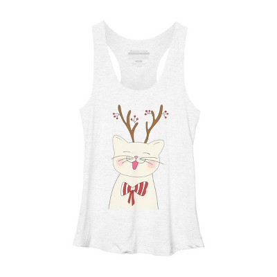 Women's Design By Humans Christmas cat By Rasheb Racerback Tank Top