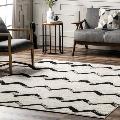 Reversible Chevrons Synthetic Area Rug, 4' x 6', Gray