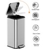8 Gallon Bathroom Step Trash Can – Stainless Steel Square Kitchen Garbage Can with Soft-Close Lid, 30L Foot Pedal Tall Bin - 2 of 4