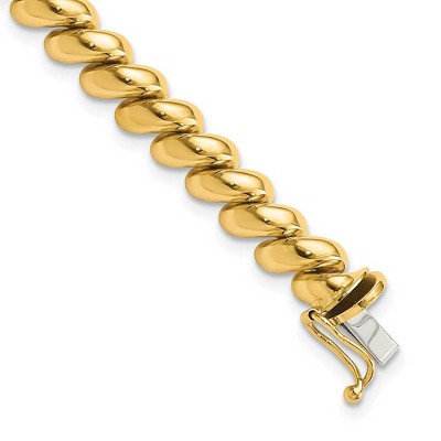 Black Bow Jewelry 14k Yellow Gold 6mm Polished Hollow San Marco Chain Bracelet