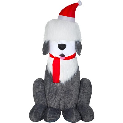 Gemmy Christmas Airblown Inflatable Mixed Media Sheep Dog, 7 ft Tall, Multicolored