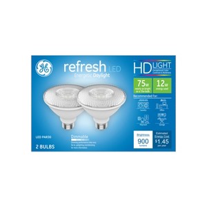 GE 2pk 75W Refresh PAR30 LED Floodlight Bulbs Daylight: Outdoor Dimmable, 900 Lumens, 5000K, E26 Base, 13.7-Year Life - 1 of 4