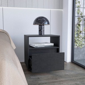 Kumasinova Modern Wooden Nightstand with Casters,20.5" Night Stand with Drawer&Shelf,Mobile Bedside Table for Living Room,Bedroom Furniture - 1 of 4