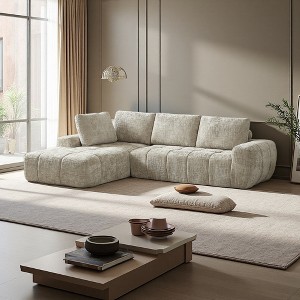 111" Faux Fur L-Shaped Sectional Sofa, Oversized - 1 of 2