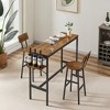 SKRAN Set of 3 Bar Height Table Set, 47.24'' L PU Soft seat, Industrial style backrest Pub Table and 2 Bar Stools for Home Bar,Rustic Brown and Black - 2 of 4