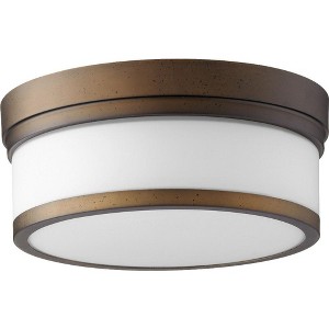 Quorum Lighting Celeste Glass Flush Mount - 2 Lights, Oiled Bronze, 12W x 5H - 1 of 1