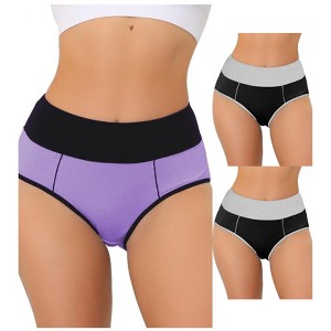 Allegra K Women's High Waist Tummy Control Color-Block Briefs 3 Packs - 1 of 4