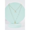 Slickblue Women's Necklace, Gold Double Link Chain with Circle Accent and Tear-Drop Pearl Charm, 17"-24" - 2 of 2