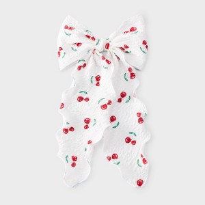 Textured Chiffon Cherry Bow Hair Barrette - Wild Fable™ White - 1 of 3