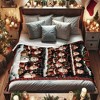 Contemporary Style Christmas Flannel Blanket, Red with Santa & Snowman Print, Soft Throw Blanket Winter Holiday Decor Christmas Gift. - 4 of 4