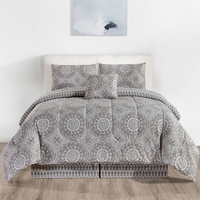 Down Alternative Ultra Soft Comforter Set Reversible Printed Comforter & Shams All Season Solid 5Pc Comforters - Lux Decor Bedding Set