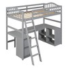 NicBex Full Size Bunk Bed with Desk Loft Bed Pine Frame Bed Frame with Storage Drawers, Cabinets, Guardrails and Inclined Ladder - 3 of 4