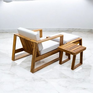 Mshliw Acacia Wood Outdoor Lounge Set with Chair, Ottoman, and Side Table – Comfortable Patio Set for Gardens, Balconies, and Poolsides - 1 of 4