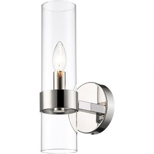 Datus One-Light Wall Sconce - Contemporary Iron Design with Clear Glass Shade - 1 of 4