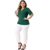 Women's Plus Size Summer V Neck Short Sleeve Elegant Lace Ribbed Knit Tunic Blouse - Agnes Orinda - 3 of 4