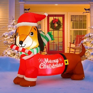 Paaaawaters 5 FT Christmas Inflatables Dog Outdoor Decorations Dachshund Dog Blow Up Yard Christmas with Built-in LEDs - 1 of 4