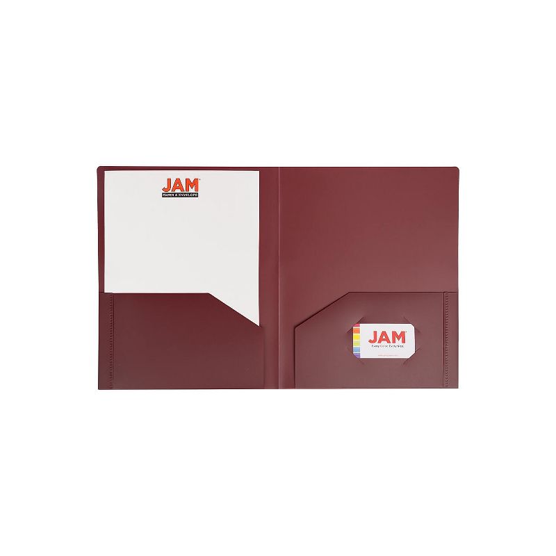 JAM Paper Heavy Duty 2-Pocket Plastic Folders Burgundy 6/Pack (383HBGA), 3 of 6