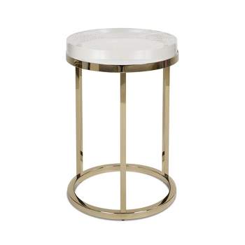 JTH LUXE Dendros Live Edge Mimic Round Side Table, Gold & Acrylic