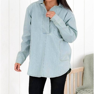 Women's Collared Denim Tunic - Heyson