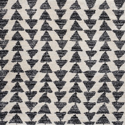 Aisha Cream and Black Synthetic Square Area Rug, 3' Size
