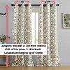 HLC.ME Tanner Ogee Ikatt Damask Patterned Window Grommet Curtains Bedroom - Light Reducing Darkening Window Panels, Set of 2 - 4 of 4