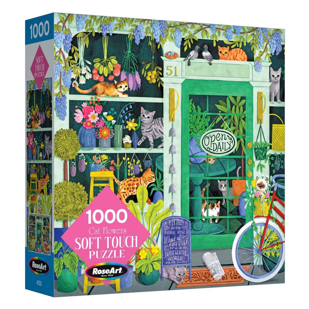 Soft Touch Cat Flowers Jigsaw Puzzle 1000pc