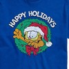 Men's - Garfield - Happy Holidays Wreath Christmas Short Sleeve Graphic T-Shirt - 2 of 4