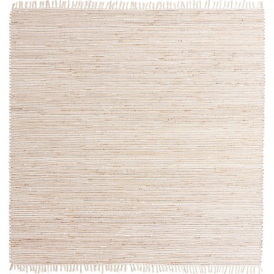 Natural Beige and Brown Handwoven Jute Square Area Rug