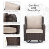 Outdoor Swivel Wicker Glider Patio Chairs with Table Set, 3PCS Outdoor Bistro Set with 4inch Thick Cushions and Coffee Table for Porch, Balcony - 4 of 4