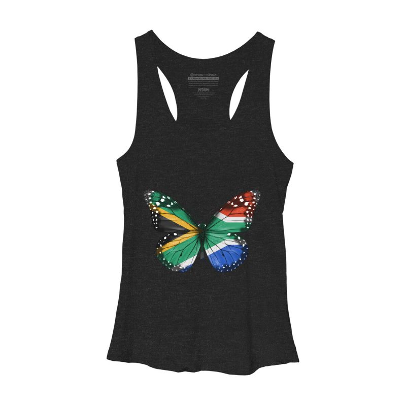 Women's Design By Humans Butterfly Flag Of South Africa By GiftsIdeas Racerback Tank Top, 1 of 3